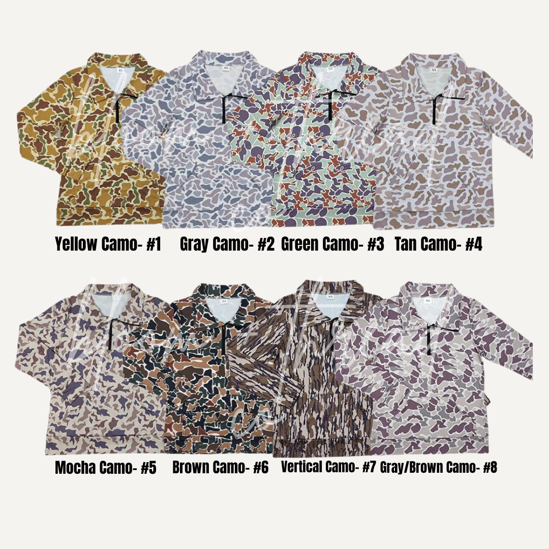 WHOLESALE- Camo Quarter Zip
