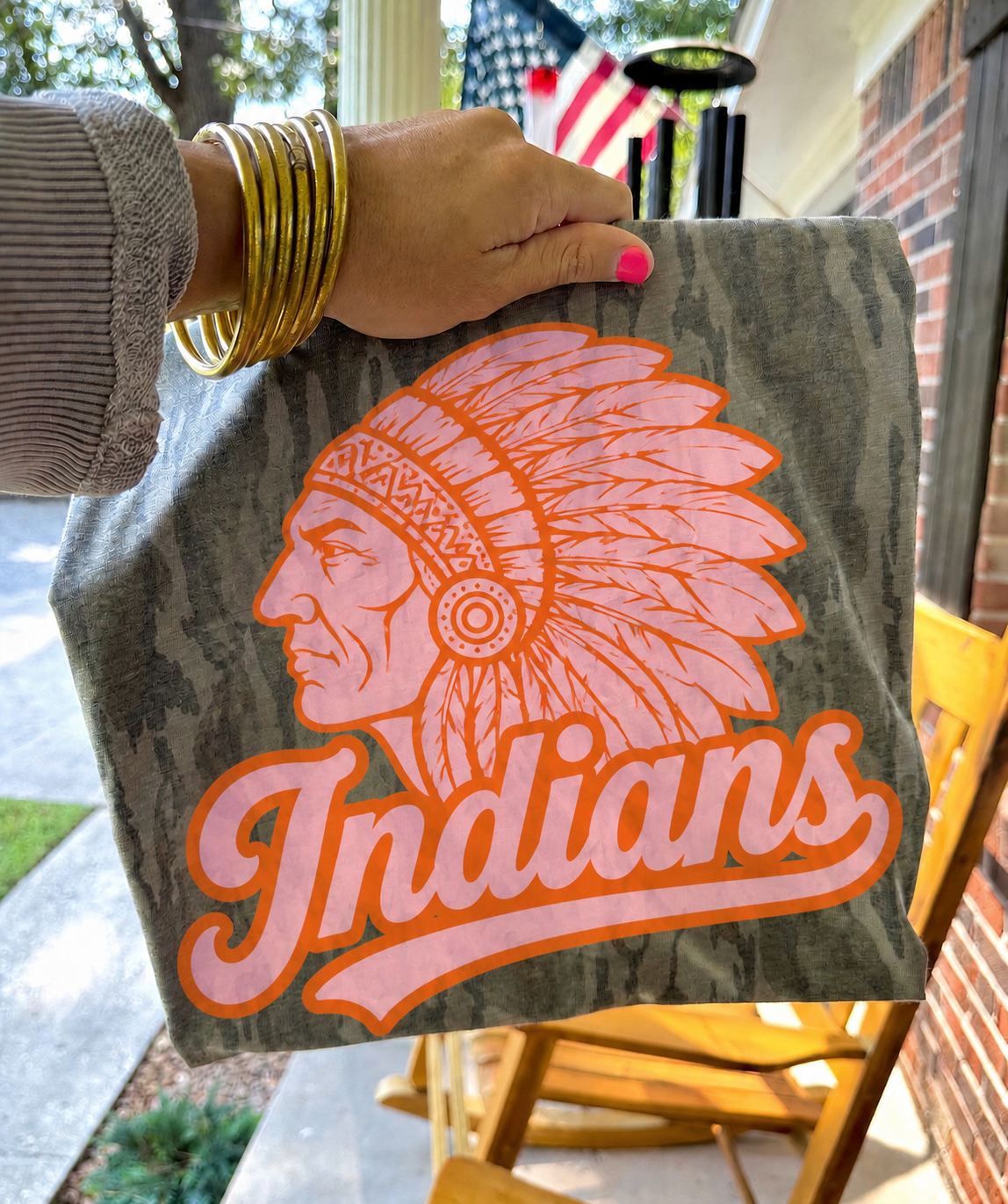Indians Mascot Bottomland Camo (Pink & Orange)
