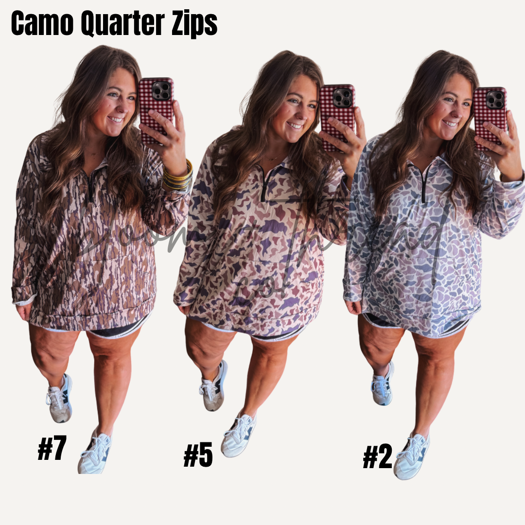WHOLESALE- Camo Quarter Zip