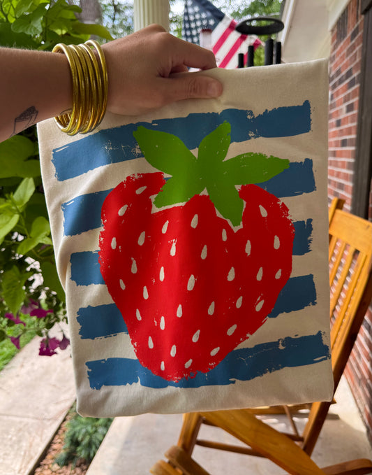 SALE- Watercolor Strawberry Stripe