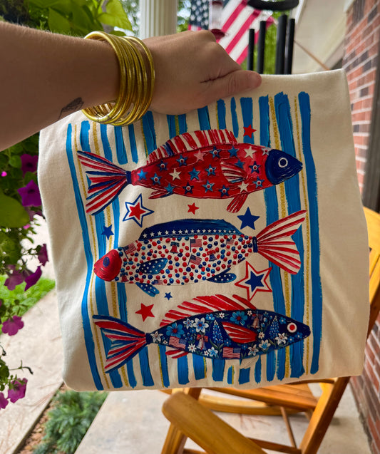 SALE- Red, White, Blue Fish