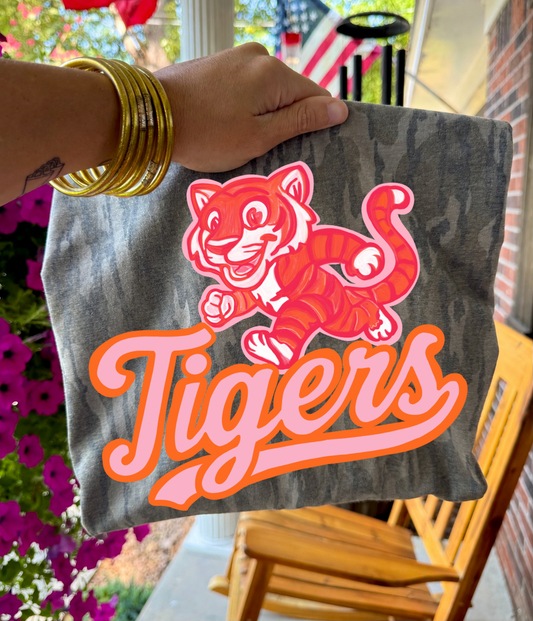 Tigers Mascot Bottomland Camo (Pink & Orange)