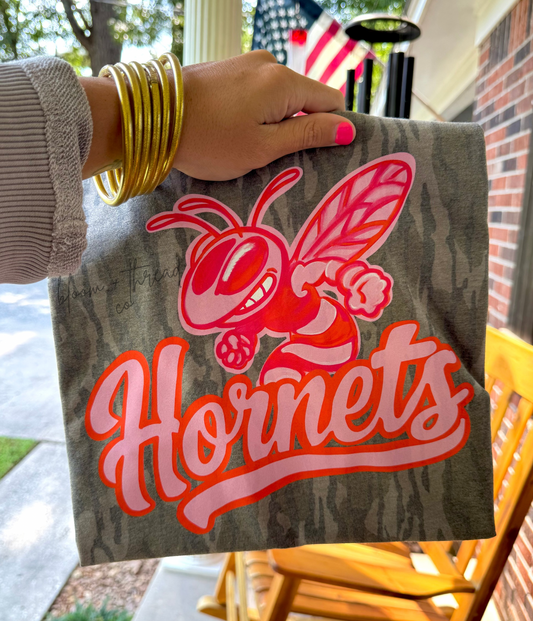 Hornets Mascot Bottomland Camo (Pink & Orange)