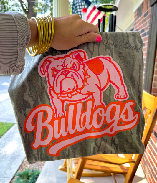 Bulldogs Mascot Bottomland Camo (Pink & Orange)