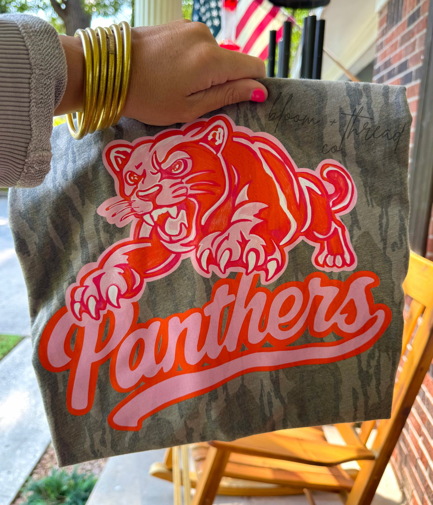 Panthers Mascot Bottomland Camo (Pink & Orange)