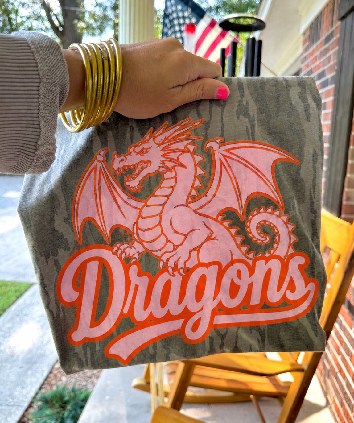 Dragons Mascot Bottomland Camo (Pink & Orange)